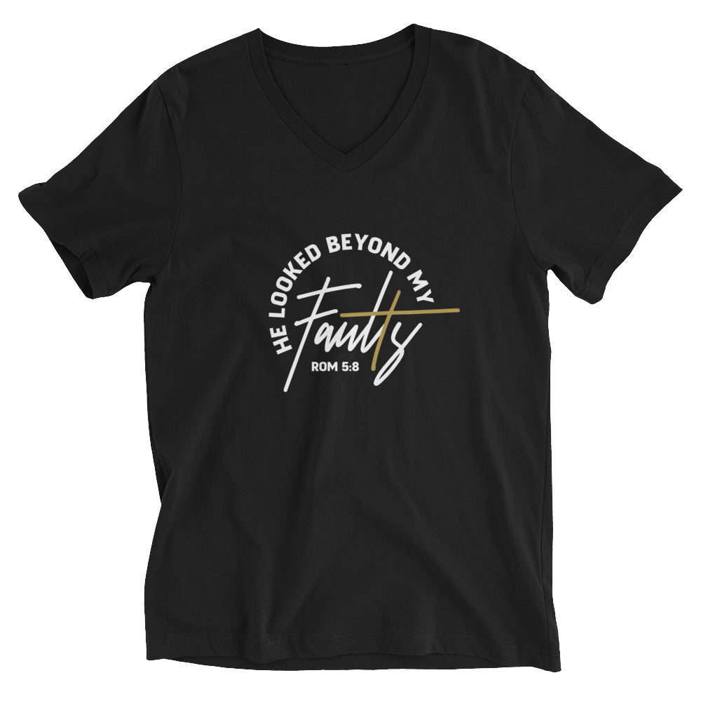 He Looked Beyond My Faults - Unisex Short Sleeve V-Neck T-Shirt