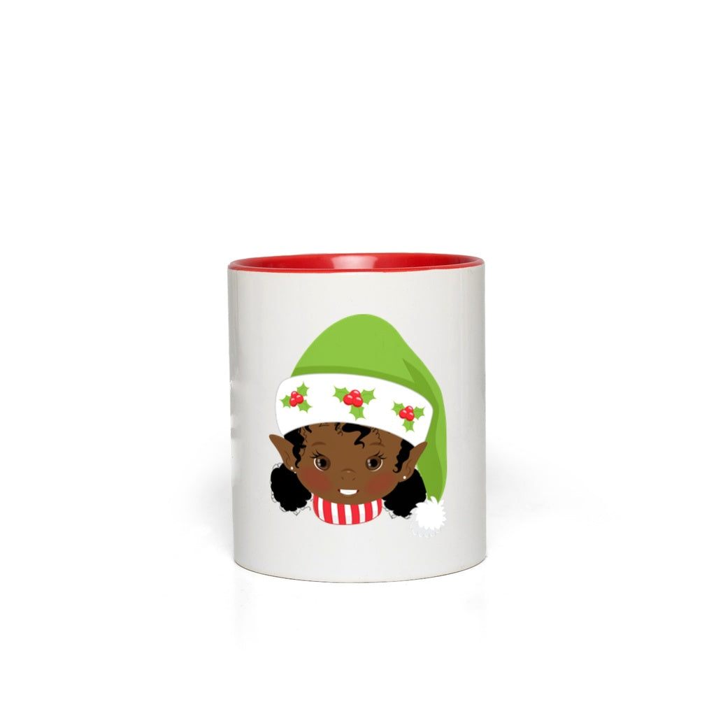 Brown Girl Christmas Elf Mug